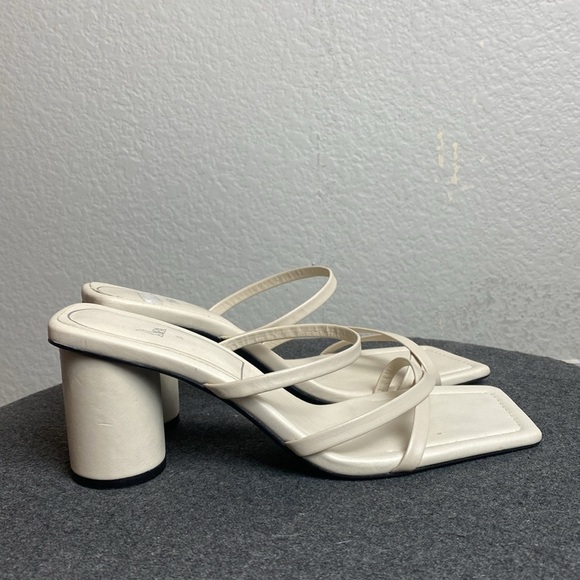 Zara ivory square toe heel sandals - Picture 4 of 8